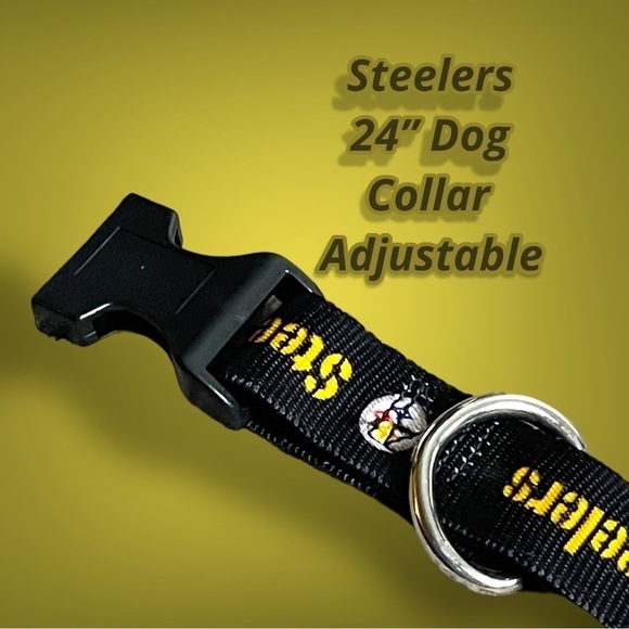 STEELERS Logo 24” Dog Collar Black Gold - Picture 3 of 9